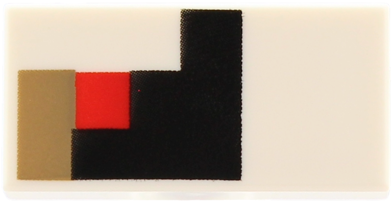 Lego Tile 1 x 2 with Pixelated Black, Dark Tan Rectangle and Red Square Pattern Model Right Side (Minecraft Iron Golem Eye)