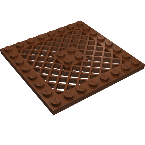 Lego Plate Special 8 x 8 with Grille [No Hole in Center] / Reddish Brown