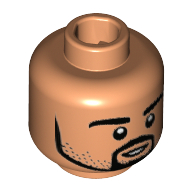 Lego Minifig Head Sami Khedira, Beard and Stubble, White Pupils, Small Open Smile Print [Hollow Stud / Nougat