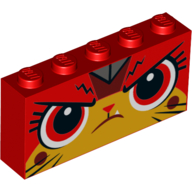 Lego Brick 1 x 5 x 2 with Angry Unikitty, Red Eyes Print