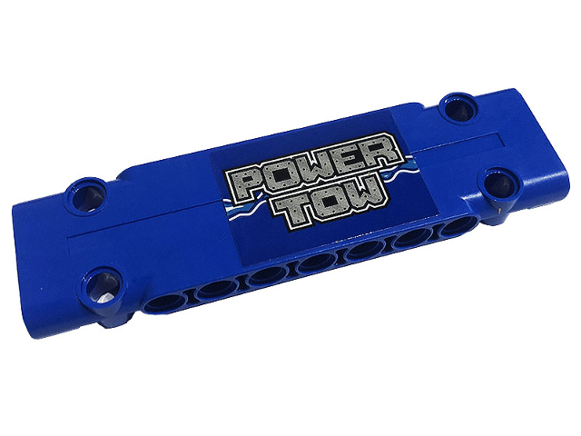 Lego Technic, Panel Plate 3 x 11 x 1 with Siver 'POWER TOW' and Lightning Pattern Model Left Side (Sticker) - Set 42128 / Blue