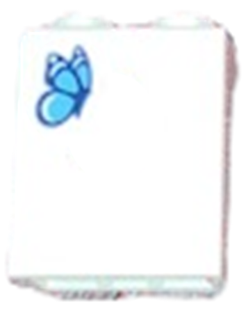 Lego Brick 1 x 2 x 2 with Inside Stud Holder with Medium Azure Butterfly Pattern (Sticker) - Set 41446
