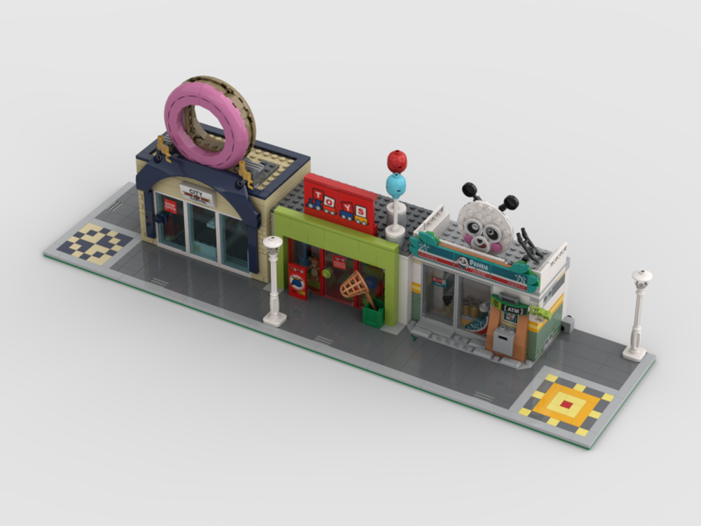 Lego Donut and Toy Shops + Panda Supermarket Modular