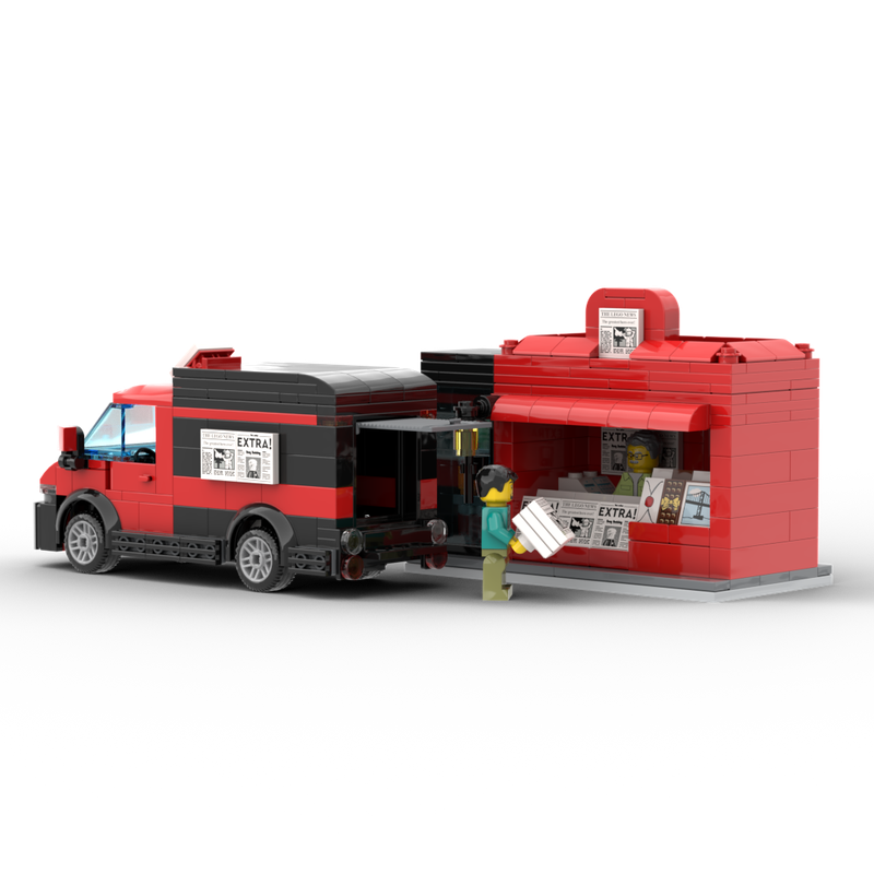 Lego Newspaper Stand with Delivery Van