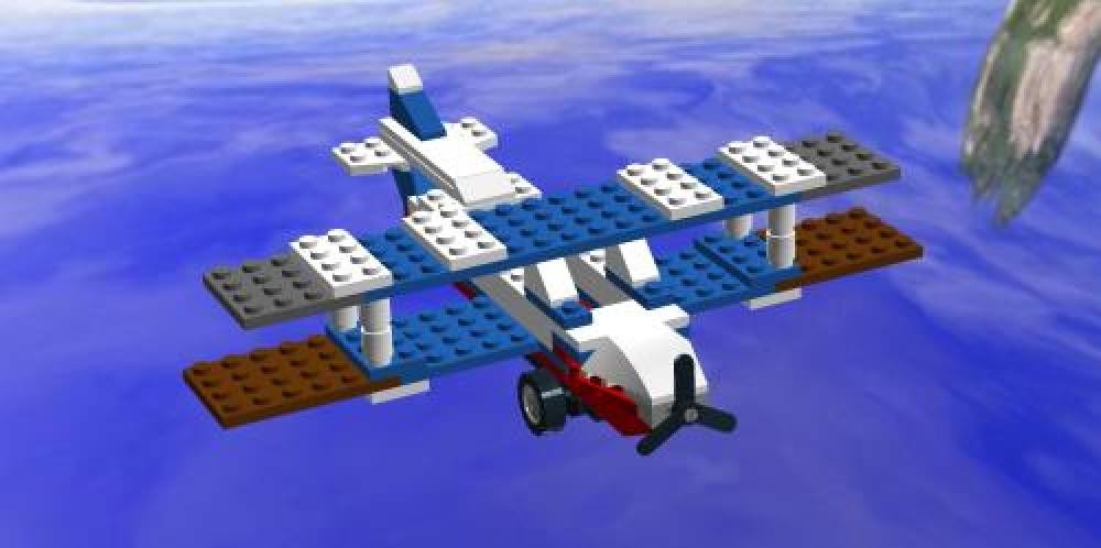 Lego Biplane Red White and Blue