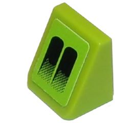 Lego Slope 30 1 x 1 x 2/3 with Black Air Intake Double Faded on Lime Background Pattern Model Right Side (Sticker) - Set 8133