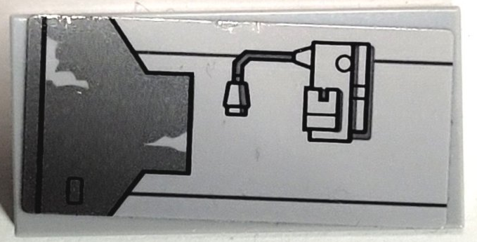 Lego Tile 2 x 4 with with Dark Bluish Gray Worn Mechanical Armor Plate with Black Outlines Pattern (Sticker) - Set 75346