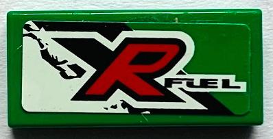 Lego Tile 1 x 2 with Black, Red and White 'XR FUEL' Pattern Model Left Side (Sticker) - Set 8184