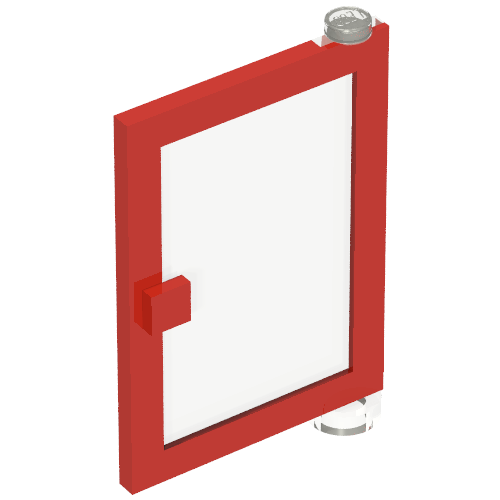 Lego Door 1 x 4 x 5 Right with Trans-Clear Glass / Red