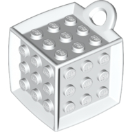 Lego Die - 6 Sided with 3 x 3 Centre Studs, and Ring (DOTS) / White