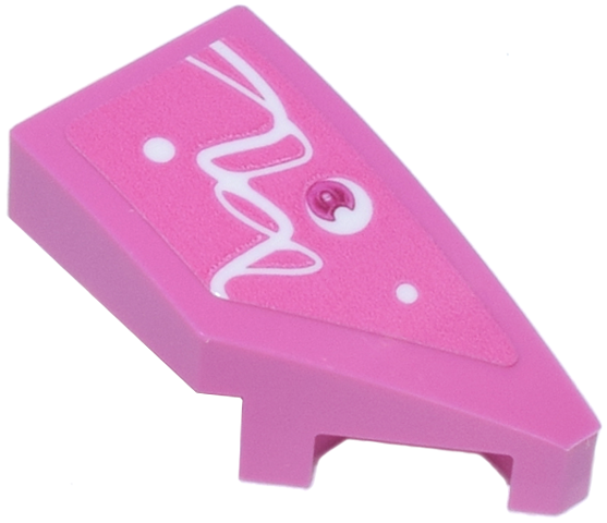 Lego Wedge 2 x 1 x 2/3 Right with White Curved Lines and Dots and Magenta Circle Pattern (Sticker) - Set 77241
