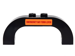Lego Arch 1 x 6 x 2 Curved Top with Red 'EMERGENCY BAT-TURN LEVER' Pattern on Both Sides (Stickers) - Set 76052