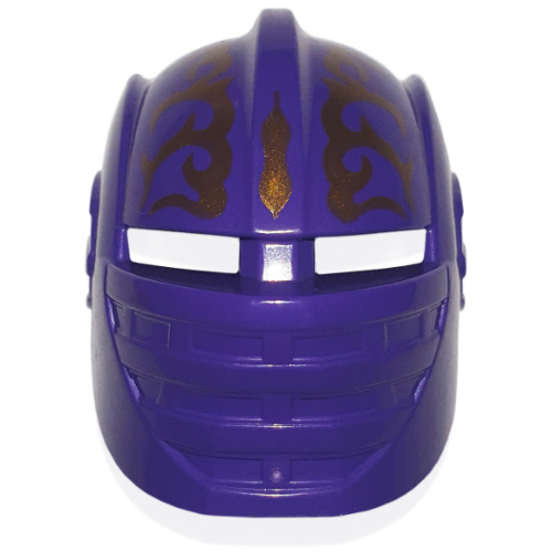 Lego Large Figure Mask / Visor, Danju with Gold Print / Dark Purple