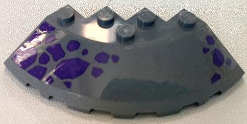 Lego Brick, Round Corner 6 x 6 with Slope 33 Edge, Facet Cutout with Dark Purple Rocks Pattern Model Right Side (Sticker) - Set 70355