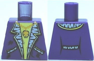 Lego Torso Jacket with Pockets and Gold Necklace with Skull Pendant Pattern / Dark Purple