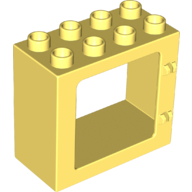 Lego Duplo Door / Window Frame Flat Front Surface, Completely Open Back / Bright Light Yellow