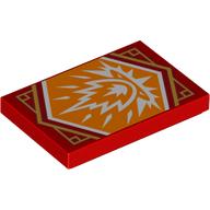 Lego Tile 2 x 3 with Orange Ninjago Strength Banner Print / Red