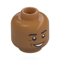 Lego Minifig Head Kylian Mbappé, Black Eyebrows, Cheek Lines, Open Mouth Smile / Medium Nougat
