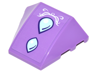 Lego Wedge 4 x 3 Triple Curved No Studs with Bright Light Blue Dragon Scales and White Elves Scrollwork Pattern (Sticker) - Set 41178 / Medium Lavender