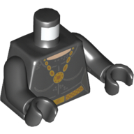 Lego Torso Gold Necklace with Pendant and Belt with Buckle Print (Catwoman), Black Arms and Hands / Black