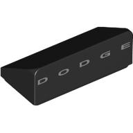 Lego Brick Sloped 30° 1 x 2 x 2/3 with Silver 'DODGE' Print / Black