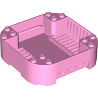 Lego Pod, Square Rounded Corners, Back, 8 x 8 x 2, Corner Studs, and Recessed Slots / Bright Pink