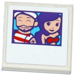 Lego Tile 2 x 2 with Sailor and Friends Female Photo Pattern (Sticker) - Set 41129 / White