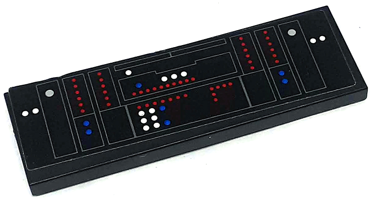 Lego Tile 2 x 6 with SW Inquisitor Transport Scythe Control Panel with Red, White and Blue Dots Pattern (Sticker) - Set 75336 / Black