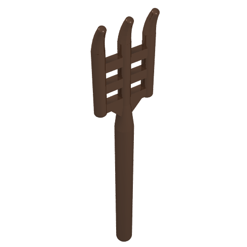 Lego Equipment Pitchfork / Fork, Rounded End / Brown