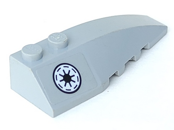 Lego Wedge 6 x 2 Right with Black and White SW Galactic Republic Logo with Thin Border Pattern (Sticker) - Sets 7669 / 7868