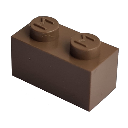 Lego Modulex Brick 1 x 2 with M on Stud / Modulex Brown