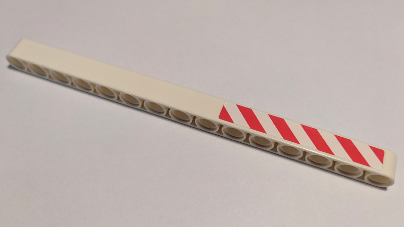 Lego Technic, Liftarm Thick 1 x 15 with Red and White Danger Stripes Pattern Model Left Side (Sticker) - Set 8071