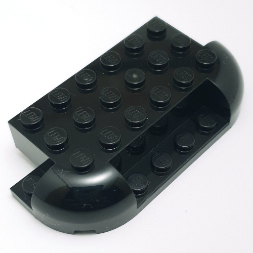 Lego Brick Curved 4 x 8 with Rounded Ends, 1 x 4 Cutout in Front, Two 1 x 2 Cutouts in Back / Black