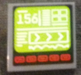 Lego Tile 2 x 2 with Computer Screen with '156', White Lines and Red Buttons Pattern (Sticker) - Set 76023