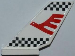 Lego Tail Shuttle with Red Airline Bird and Black Checkered Pattern on Both Sides (Stickers) - Set 7643