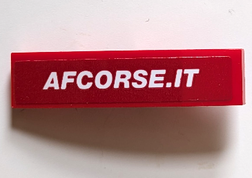 Lego Slope, Curved 4 x 1 with White 'AFCORSE.IT' Pattern Model Left Side (Sticker) - Set 42125