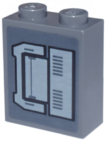 Lego Brick 1 x 2 x 2 with Inside Stud Holder with Light Bluish Gray and Black Mechanical Panels and Air Vents Pattern Model Left Side (Sticker) - Set 75357