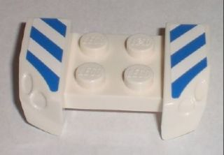 Lego Vehicle, Mudguard 2 x 4 with Headlights Overhang with Blue and White Danger Stripes Pattern on Both Sides (Stickers) - Set 8211