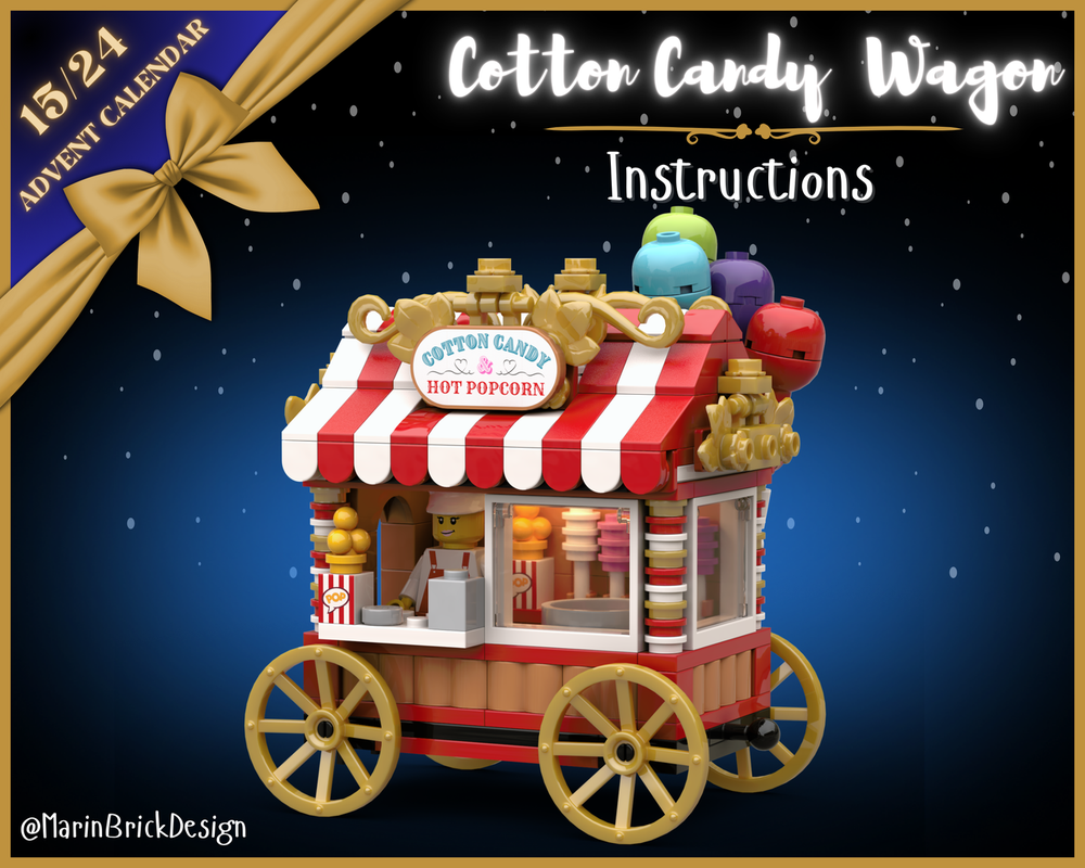 Lego Christmas Cotton Candy & PopCorn Stal Wagon MOC - Lego Winter Village Moc