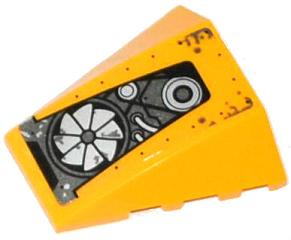 Lego Wedge 4 x 4 Triple Curved No Studs with Black Belts and Silver Fan, Cables and Wheels Pattern Model Right Side (Sticker) - Set 70129