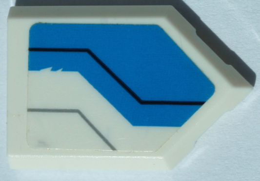 Lego Tile, Modified 2 x 3 Pentagonal with Dark Azure Panel, Black and Light Bluish Gray Lines Pattern Model Left Side (Sticker) - Set 70673