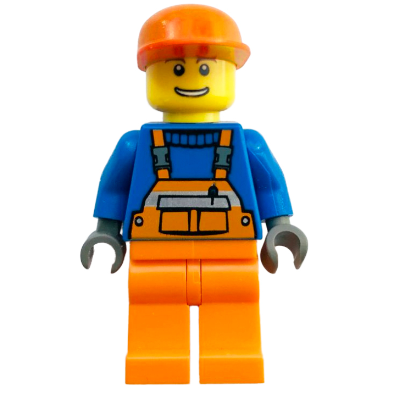 Lego Blue Torso, Orange Overall, Orange Cap
