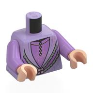 Lego Torso, Robe, Silver Trim, Necklace, Medium Lavender Shirt Print, Medium Lavender Arms, Light Nougat Hands / Lavender