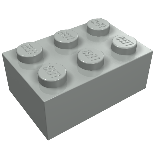 Lego Brick 2 x 3 without Cross Supports / Light Gray