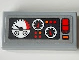 Lego Tile 1 x 2 with Control Panel, Gauges, Buttons and Lights Pattern (Sticker) - Set 42121
