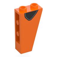 Lego Brick Sloped Inverted 75° 2 x 1 x 3 with Black Shape, Dark Bluish Grey Shape Print / Orange