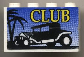 Lego Stickered Assembly 4 x 1 x 2 with 'CLUB' Hot Rod Logo Pattern (Sticker) - Set 6561