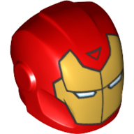Lego Helmet with Armor Plates and Ear Protectors with Gold Mask with White Eye Slits and Black Triangle Print (Iron Man)