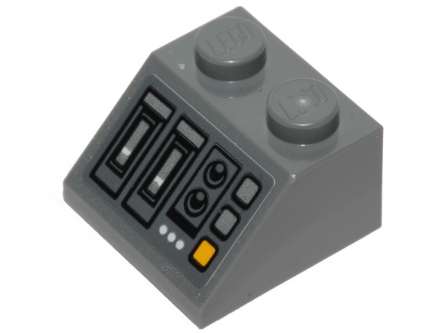 Lego Slope 45 2 x 2 with SW Mandalorian Forge Control Panel Pattern (Sticker) - Set 75319 / Dark Bluish Gray
