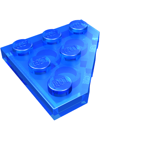 Lego Wedge Plate 3 x 3 Cut Corner / Trans-Dark Blue
